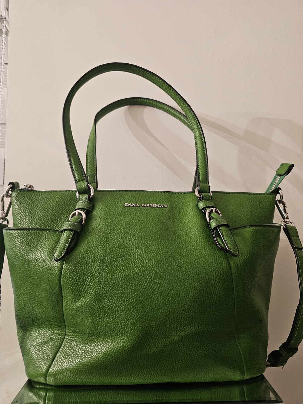 Dana Buchman Green Leather Tote Bag